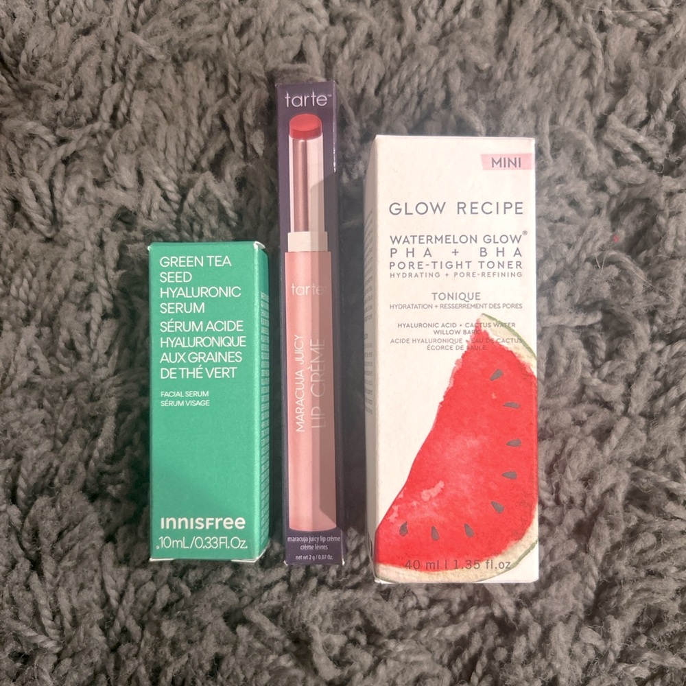 Glow Recipe, Tarte, Innisfree (3 Items). All are brand new in box
